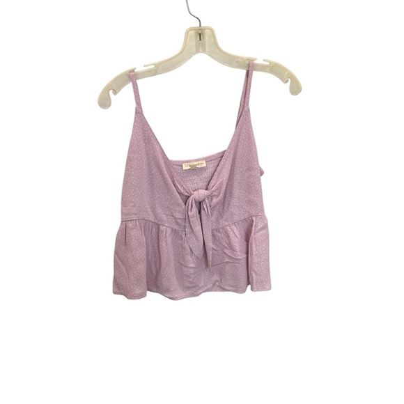 PacSun LA Hearts Tie Front Dotted Flowy Cami Blouse in Pink Size S - Picture 3 of 6